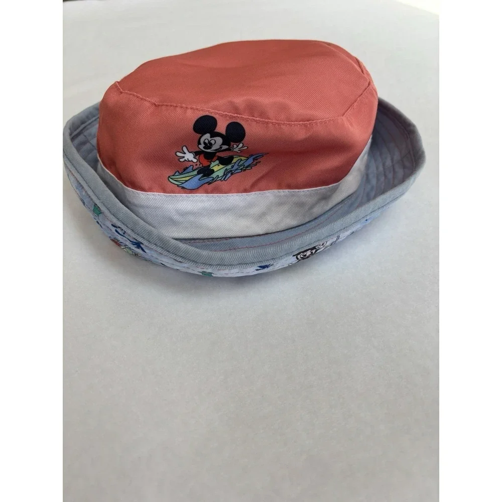 Disney Junior Mickey Mouse Reversible Bucket Hat Blue Coral White Green Unisex